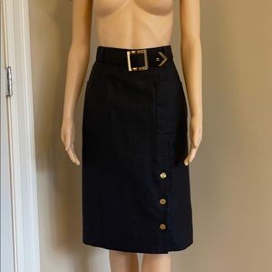 COPY - Chanel wool belted charcoal skirt